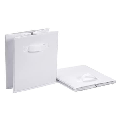 Amazonベーシック 収納ボックス 折りたたみ式 6点セット 取っ手付き ホワイト 27×27×28cm 中間 画像
