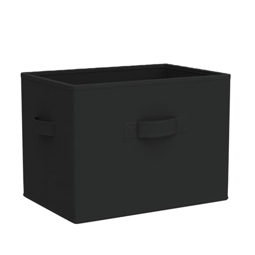 山善(YAMAZEN) どこでも収納ボックス 折り畳み 【3個セット】 取っ手付き カラーボックス対応 衣類 完成品 幅38×奥行25×高さ25cm 収納ケース ブラック YTCF-3P(BK) 中間 画像