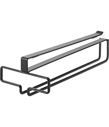 山崎実業(Yamazaki) 戸棚下 ワイングラスハンガー ブラック 約W11×D26×H7cm タワー tower 穴あけ・ネジ止め不要 キッチン 吊下げ 棚 2463 山崎実業 戸棚下 ワイングラスハンガー 選び方 実物画像・外観写真