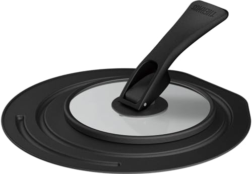 サーモス 折りたたみスタンド式 鍋・フライパンフタ 18/20cm対応 ブラック KLG-001 BK 最後 画像