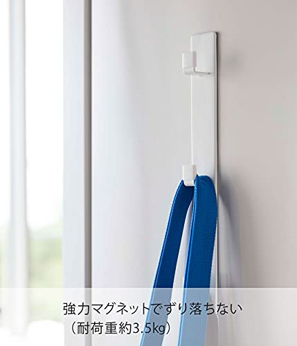 山崎実業(Yamazaki) マグネット冷蔵庫サイド縦型３連フック ホワイト 約W3.5XD3.5XH28cm プレート 省スペース収納 5250 中間 画像