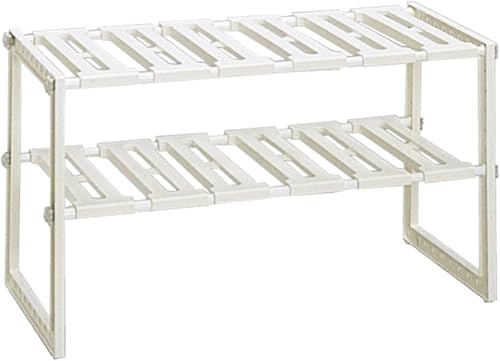 Belca(ベルカ) 日本製 キッチン収納 シンク下フリーラック 伸縮タイプ 幅50~75×奥行30.3×高さ39.8cm ホワイト シンク下収納 2段 棚 VR-EXT 1枚目 画像