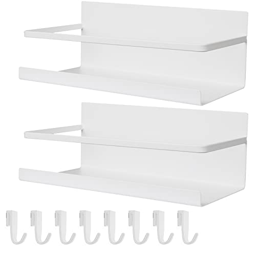 キッチンラック マグネット ラック バスルームラック マグネット スパイスラック 棚 マグネット収納 冷蔵庫ラック 洗濯機 収納 2個セット フック付き ホワイト キッチンラック マグネット 選び方 実物画像・外観写真