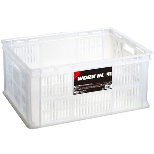 天馬(Tenma) 持ち手付きの丈夫なコンテナボックス 日本製 完成品 ワークイン LLサイズ 文房具や日用品など様々なものを収納できるカゴ B3サイズがぴったり入るバスケット プラスチック 【組立不要】 【色 クリア】 【サイズ LL】 【幅58.6×奥行43.5×高さ25.6cm】 1枚目 画像