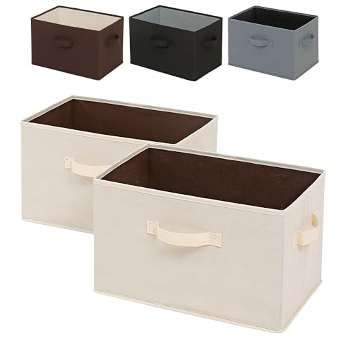 アストロ 収納ボックス 不織布製 2個セット カラーボックスにぴったり ベージュ×ブラウン 容量20L 衣類収納 おもちゃ収納 リビング収納 小物入れ 文書箱 おしゃれ 高見え 606-69 1枚目 画像
