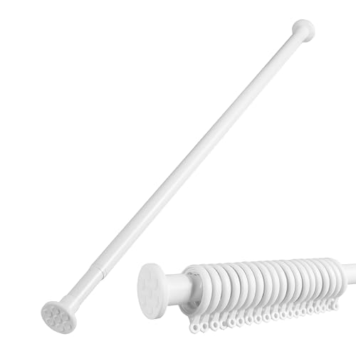 GIMADO 突っ張り棒 カーテン 2m カーテンリング 20枚付属 つっぱり棒 強力 落ちない 110cm~200cm 自由伸縮 浴室カーテン専用 細いタイプ ステンレス 突っ張りカーテンレール 取付簡単 ホワイト 突っ張り棒 カーテン 強力 落ちない 実物画像・外観写真