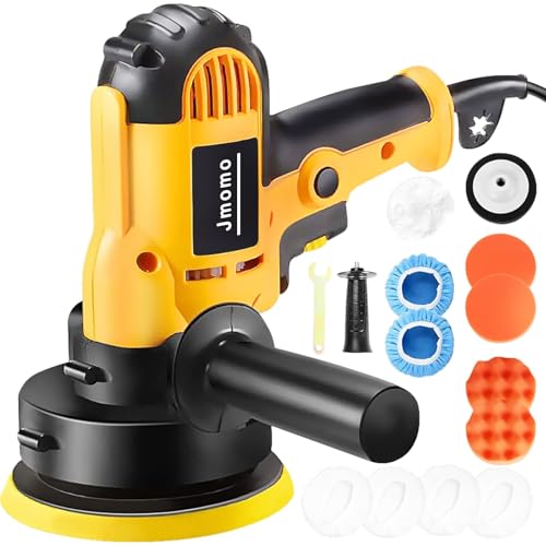 Jmomo ポリッシャー 電動ポリッシャー 車 125mm 二十段変速可能 強力モーター 研磨機 サンダポリシャー 軽量 車磨き ワックス作業 塗装面用 家庭用 艶出し 傷消し 研磨パッド付き スポンジセット付き (イエロー) Jmomo ポリッシャー 選び方 実物画像・外観写真