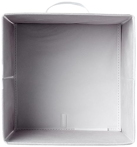 Amazonベーシック 収納ボックス 折りたたみ式 6点セット 取っ手付き ホワイト 27×27×28cm 中間 画像