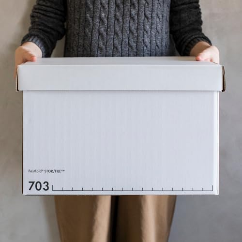 【Amazon.co.jp限定】フェローズ バンカーズボックス 703S 白/グレー 3個1セット 収納ボックス Mサイズ ふた式 日本製 100066989 中間 画像