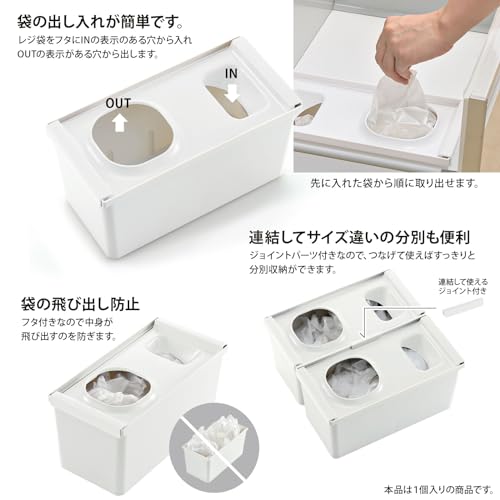 リッチェル TOTONO(トトノ) 引き出し用 レジ袋収納ボックスR 日本製 ジョイント付き 連結可能 抗菌加工 オシャレ シンプル 便利 使いやすい ポリ袋 シンク下 ケース 110024 中間 画像