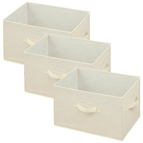 山善(YAMAZEN) どこでも収納ボックス 折り畳み 【3個セット】 取っ手付き カラーボックス対応 衣類 収納 完成品 幅38×奥行25×高さ25cm 収納ボックス 収納ケース アイボリー YTCF-3P(IV) 山善 どこでも収納ボックス 折り畳み 選び方 実物画像・外観写真