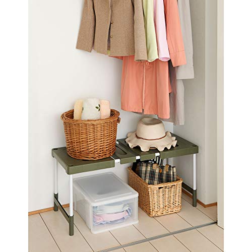 ベルカ(Belca) Belca 日本製 収納棚 クローゼット・押入れフリーラック 伸縮タイプ 幅76.5~92×奥行37×高さ35・40cm エコグリーン CO-RG1 最後 画像