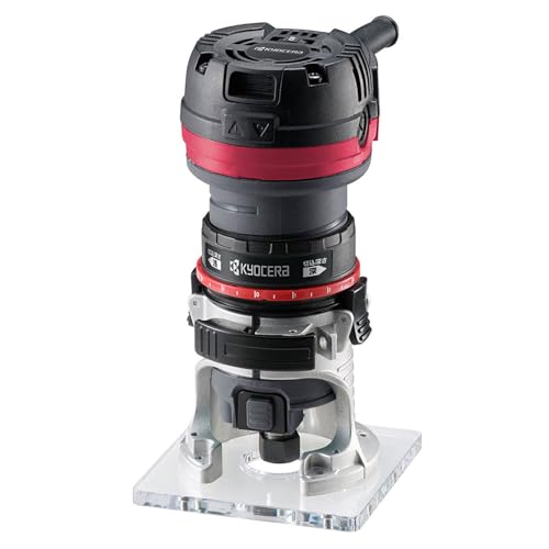 京セラ(Kyocera) 旧リョービ プロ用 トリマー ATRE60V 628650A ブラック 【負荷を掛けても回転数が落ちない】 フィードバック回路 取付ビット軸径6mm ネジ式切込深さ微調節機構 ソフトスタート機能 アルミダイカスト製ベース プロ用トリマー 選び方 実物画像・外観写真