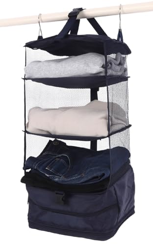 【じゃらん掲載】LIXIA トラベルポーチ 吊り下げ 旅行 便利グッズ 圧縮 クローゼット 吊り下げポーチ (ネイビー, XL) 1枚目 画像