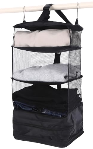 【じゃらん掲載】LIXIA トラベルポーチ 吊り下げ 旅行 便利グッズ 圧縮 クローゼット 吊り下げポーチ (ブラック, L) トラベルポーチ 吊り下げ 使い方 実物画像・外観写真