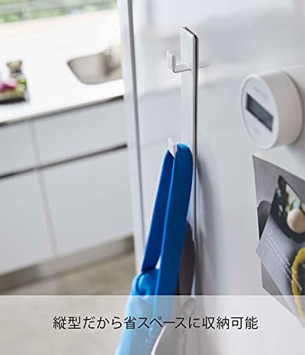 山崎実業(Yamazaki) マグネット冷蔵庫サイド縦型３連フック ホワイト 約W3.5XD3.5XH28cm プレート 省スペース収納 5250 中間 画像