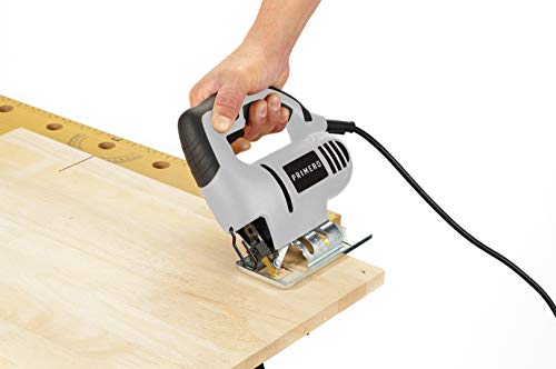 【Amazon.co.jp限定】高儀(Takagi) Primero(プリメロ) ジグソー 電動ノコギリ 糸鋸電動 ジグソー電動工具 AC100V 家庭用 小型 木材・プラスチック・軟鉄板の切断 3種のブレード付き 左右傾斜切断可能 DIY ブラック×グレー JSW-350AZA 中間 画像