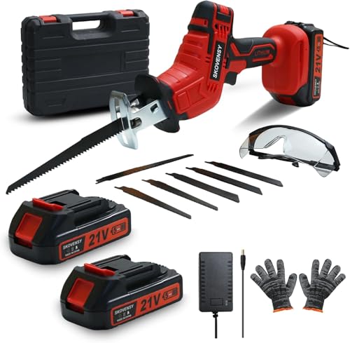 レシプロソー 電動ノコギリ 電動工具 ノコギリ 2個バッテリ 無段変速 一台多役 家庭用 小型 軽量 電動カッター 充電式レシプロソー レッド レシプロソー 電動ノコギリ 電動工具 選び方 実物画像・外観写真