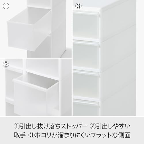 ライクイット ( like-it ) キッチン 収納 すき間収納 引出し スーパースリム 3段 約幅14x奥46.5x高82cm ホワイト 日本製 FTS-111 隠す収納 幅14㎝ デッドスペース収納 すき間を活用 中間 画像