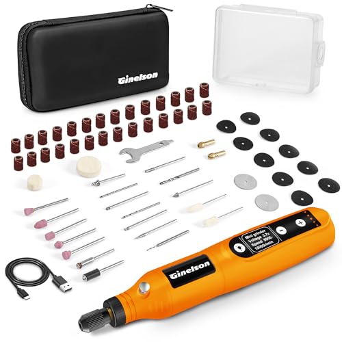 Ginelson ミニルーター 5段変速 70PCS 18000RPM高速回転 照明ライト TYPE-C充電式 コードレス コンパクト 軽量 彫刻/穴あけ/研磨/切断/切削/つや出し/マニキュア/汚れ落とし 軽作業に向け 日本語取扱説明書付き Ginelson ミニルーター 選び方 実物画像・外観写真