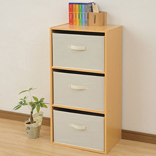 山善(YAMAZEN) どこでも収納ボックス 折り畳み 【3個セット】 取っ手付き カラーボックス対応 衣類 収納 完成品 幅38×奥行25×高さ25cm 収納ボックス 収納ケース アイボリー YTCF-3P(IV) 中間 画像