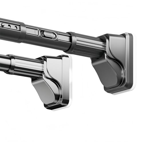 Perber【ワンタッチ式・超強力】つっぱり棒 70〜310cm 高耐荷重100kg 超太パイプ Ø3.2cm 炭素鋼製 取付簡単 穴あけ不要 吸盤ベース付き 強力突っ張り棒 壁を傷つけない 洋服掛け カーテン棒 つっぱり棒 高耐荷重 選び方 実物画像・外観写真