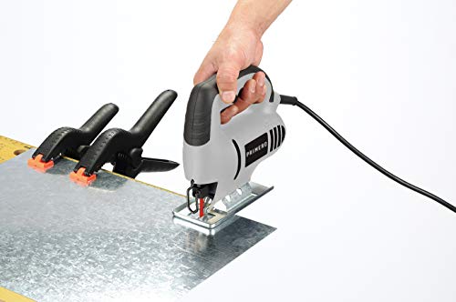 【Amazon.co.jp限定】高儀(Takagi) Primero(プリメロ) ジグソー 電動ノコギリ 糸鋸電動 ジグソー電動工具 AC100V 家庭用 小型 木材・プラスチック・軟鉄板の切断 3種のブレード付き 左右傾斜切断可能 DIY ブラック×グレー JSW-350AZA 中間 画像