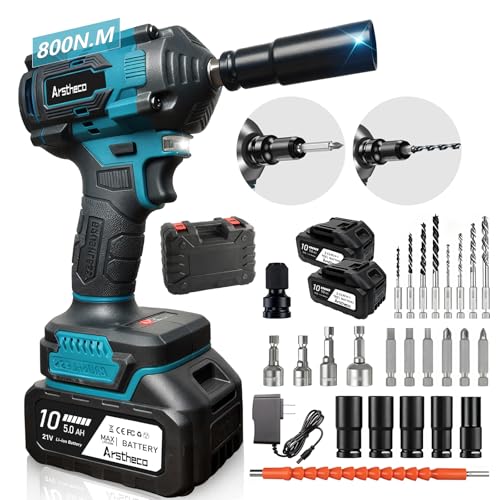 電動インパクトレンチ タイヤ交換 強力·ブラシレスモーター 最大トルク800N·m 無段変速 正逆転両用 1/2インチ 一台３役 電動レンチ/ドリルドライバー/インパクトドライバー LEDライト付き 軽量 車用 自動車の修理 ナットの締め付け ボルトの緩み 締付工具 ホイール交換 過豊かな付属品 電動インパクトレンチ タイヤ交換 選び方 実物画像・外観写真