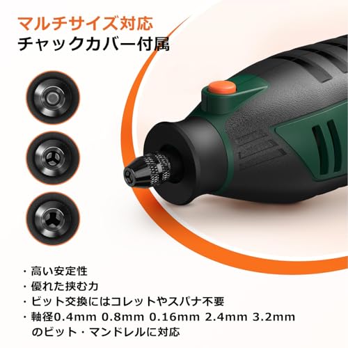 DEPSTECH ミニルーター 40000RPM高速回転 128点アクセサリー 電動リューター 6段変速 ハンドルーター シールドアタッチメント フレキシブルシャフト 木工/彫刻/穴あけ/研磨/切断/切削/つや出し/マニキュア/汚れ落とし 12ケ月保証付 収納ケース付 中間 画像