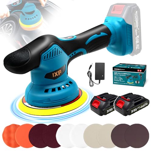 IXP ポリッシャー 車 1.5Ahバッテリ一2個付き 150mmバフ 21V 8段階変速 2800-5500RPM 偏心構造 コードレス 充電式ポリッシャー 研磨機 ダブルアクション 車両メンテナンス 残量表示 洗車 車磨き 鏡面磨き 傷消し 艶出し 研磨 ワックス作業 豊かな付属品 家庭用 1枚目 画像