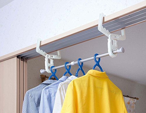 オーエ 洗濯 物干し ハンガー ホワイト 約縦24×横14.2×奥行1.7cm クロスフック ポール付 補助具 部屋干し 2個入 中間 画像
