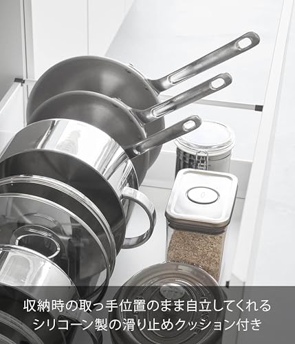 山崎実業(Yamazaki) シンク下 幅調節 鍋蓋&フライパン収納スタンド W40 ブラック W40×D14.1×H14cm タワー tower スライド式 仕切りバー 1362 中間 画像