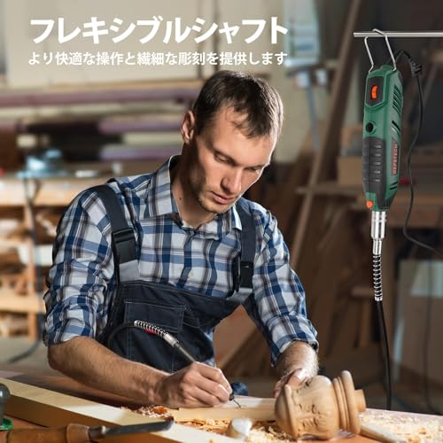 DEPSTECH ミニルーター 40000RPM高速回転 128点アクセサリー 電動リューター 6段変速 ハンドルーター シールドアタッチメント フレキシブルシャフト 木工/彫刻/穴あけ/研磨/切断/切削/つや出し/マニキュア/汚れ落とし 12ケ月保証付 収納ケース付 中間 画像