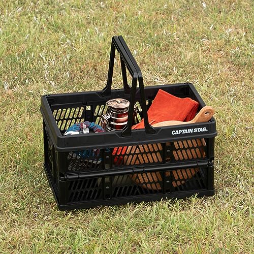 【Amazon.co.jp限定】 キャプテンスタッグ(CAPTAIN STAG) 折りたたみ コンテナ カゴ フォールディング ハンディ コンテナ 取っ手付き Mサイズ 容量15L ブラック UY-7070 最後 画像
