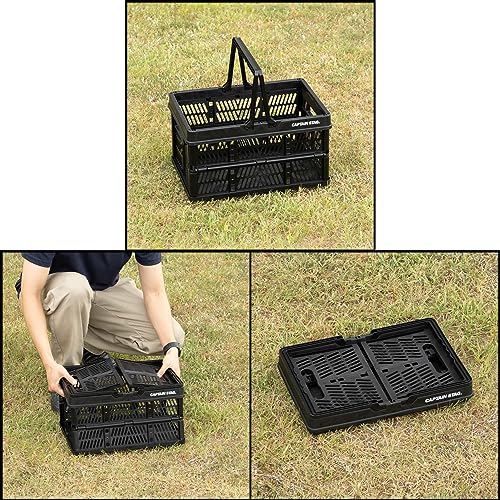 【Amazon.co.jp限定】 キャプテンスタッグ(CAPTAIN STAG) 折りたたみ コンテナ カゴ フォールディング ハンディ コンテナ 取っ手付き Mサイズ 容量15L ブラック UY-7070 中間 画像