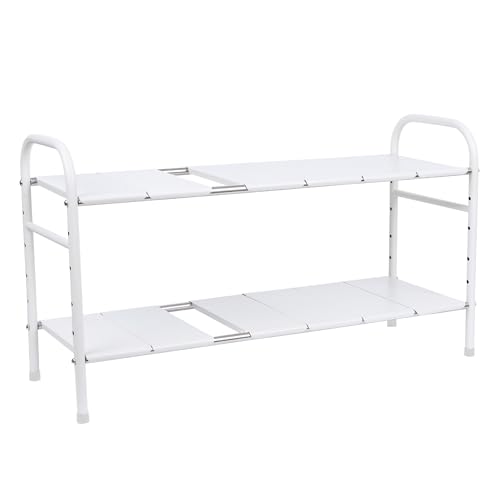 チチロバ(Titiroba) (TITIROBA) シンク下 収納 ラック シンク下収納 伸縮 2段 キッチン 簡単組立 シンク下伸縮棚 洗面台下 棚 収納ラック キッチンラック 高炭素鋼 ホワイト 幅49~88×奥行24.5×高さ41.5cm シンク下収納ラック 選び方 実物画像・外観写真