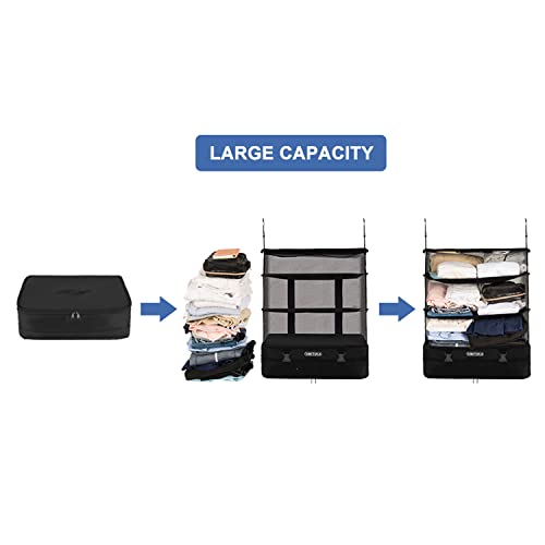 TABITORA(タビトラ)収納ボックス 吊り下げ インナーバッグ 衣類ラック 収納 旅行 出張 クローゼット 省スペース 大容量 衣装ケース 4段 オーガナイザー ブラック L 最後 画像