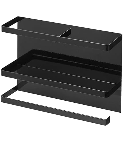 山崎実業(Yamazaki) マグネット キッチンペーパー & ラップホルダー ブラック 約W29XD8XH20cm タワー キッチンペーパーホルダー 大判タイプ対応 4397 山崎実業 マグネット キッチンペーパーホルダー 選び方 実物画像・外観写真