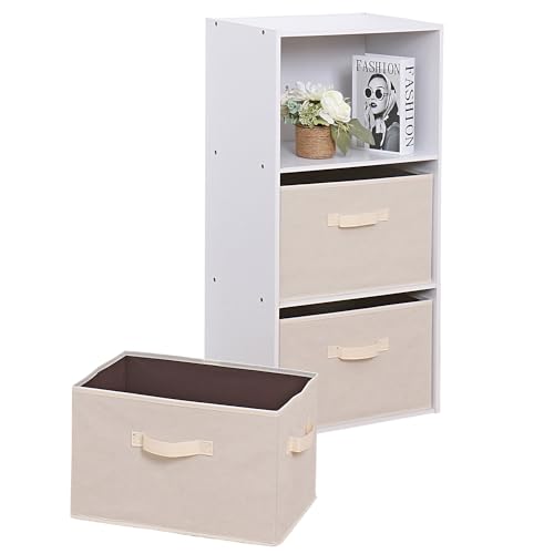 アストロ 収納ボックス 3個セット 不織布製 カラーボックスにぴったり ベージュ×ブラウン 容量20L 衣類収納 おもちゃ収納 リビング収納 小物入れ 文書箱 おしゃれ 高見え 606-62 アストロ 収納ボックス 選び方 実物画像・外観写真