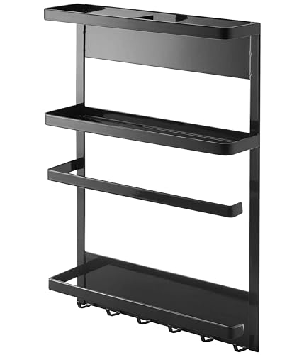 山崎実業(Yamazaki) マグネット 冷蔵庫サイドラック ブラック 約W24.5×D6.5×H34cm タワー tower キッチンペーパーホルダー ラップホルダー 2745 1枚目 画像