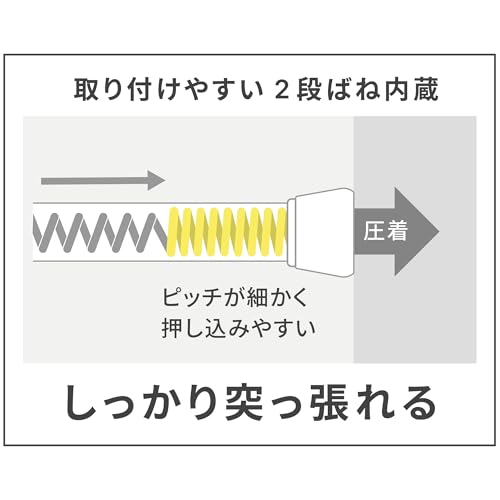 HEIAN SHINDO つっぱり棒 ばね式強力タイプ レギュラーL ホワイト 幅110~190cm 耐荷重10~6kg パイプ直径2.2cm NSW-11 平安伸銅工業 中間 画像