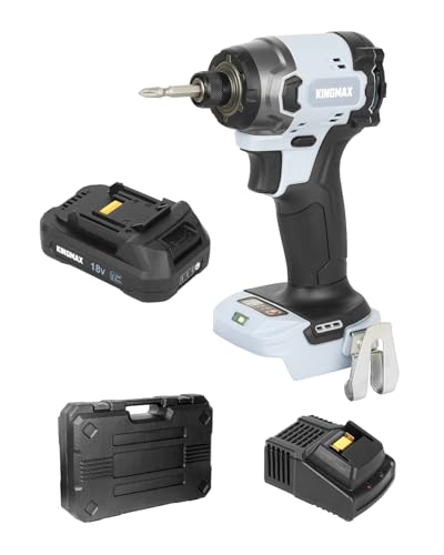 KINGMAX インパクトドライバー マキタ 18v 互換 工具 充電式 インパクト 最大トルク250N・ｍ 日本国内保証付 4段階切替モード 高出力ブラシレスモーター LED残照機能付き KID18B (バッテリー・充電器・ケース付) インパクトドライバー マキタ 18v 互換 選び方 実物画像・外観写真