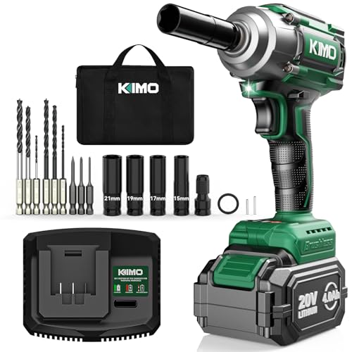 【2026新型】KIMO 電動インパクトレンチ 一台3役 コードレスインパクトレンチ+電動ドリル セット+電動ドライバー 20V 4000mAhバッテリー 急速充電器搭載 高トルク550N·m 無断変速 自動停止モード タイヤ交換 インパクト ソケット7本 正逆切替 LEDライト付き 強力電動レンチ インパクトドリル 電動工具 ナットの締め付け ボルトの緩み 過負荷・過熱・放電保護 PSE認証済 1枚目 画像