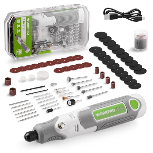 WORKPRO ミニルーター リューター 3.6V 69点組 17000RPM高速回転 3段変速 TYPE-C充電式 コードレス コンパクト 軽量 彫刻/穴あけ/研磨/切断/切削/つや出し/マニキュア/汚れ落とし 軽作業に向け ホワイト 日本語取扱説明書付き 1枚目 画像
