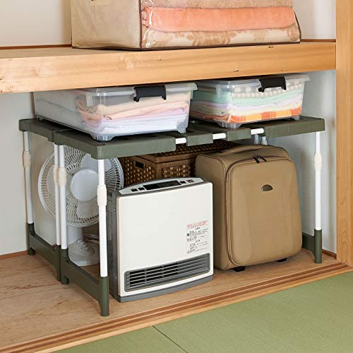 Belca 日本製 収納棚 クローゼット・押入れトールラック 伸縮タイプ 幅76.5~92×奥行37×高さ50~80cm エコグリーン COT-RG 中間 画像