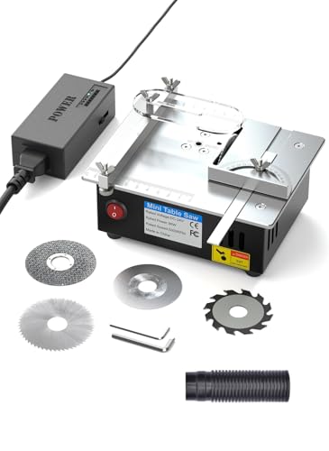 テーブルソー,卓上小型DIYミニテーブルソー 多機能テーブルソー 卓上丸鋸盤 64mm鋸刃 ソーカッター速度 リフト可能な ブレードブレードフレキシブルシャフトと木製プラスチックアクリル切断 研磨 0-45°角度調節 木材/基板/アクリル/金属用 小型 コンパクト DIY 家庭用 丸鋸刃 (角度調整) 1