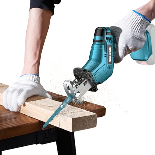 SEESII 電動ノコギリ レシプロソー 充電式 電動鋸 小型軽量 家庭用 無段変速 替刃9本 のこぎり 枝切り 竹を切る 庭木の剪定 金属切断 粗大ごみ切断 収納ケース付き マキタ 18Vバッテリー対応 【本体のみ バッテリー別売り】 1