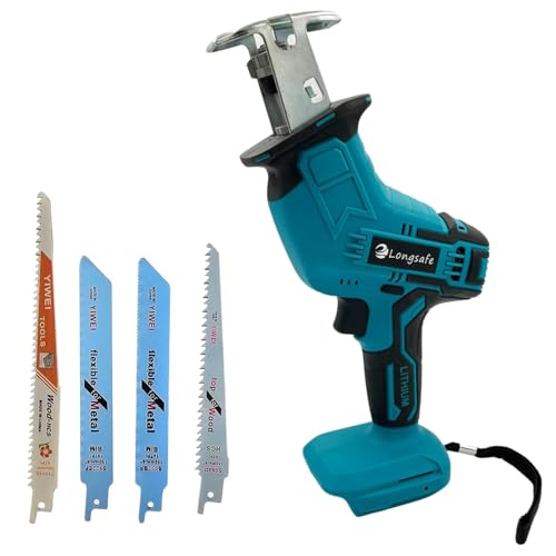 マキタ互換品 充電式 レシプロソー 替刃 4枚付 電動のこぎり 工具 セーバーソー 生木用 木材 コードレス 電動 18ボルト 14.4ボルト 18V 14.4V バッテリー 金属用 対応 Longsafe RECI01 ※バッテリー 充電器 別売 (本体＋刃4本) 1