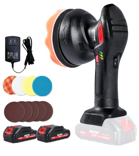 ZOTA ポリッシャー 車,125mm ダブルアクション ポリッシャー コードレス 車用 5インチ 21V 電動 マキタ 18V バッテリー 互換 6600回転/分 残量表示 充電式 ハンディタイプ ワックス研磨 プロ仕様 おすすめ【PSE認証済】の外観・全体像 画像