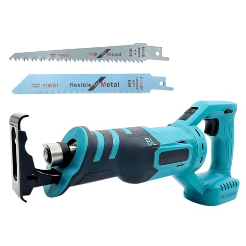 マキタ 互換 充電式 レシプロソー コードレス 電動のこぎり ブラシレス 工具 セーバーソー 生木用 木材 鉄工 18V バッテリー 対応 ※ バッテリー 充電器 別売 (本体＋替刃2本) 1